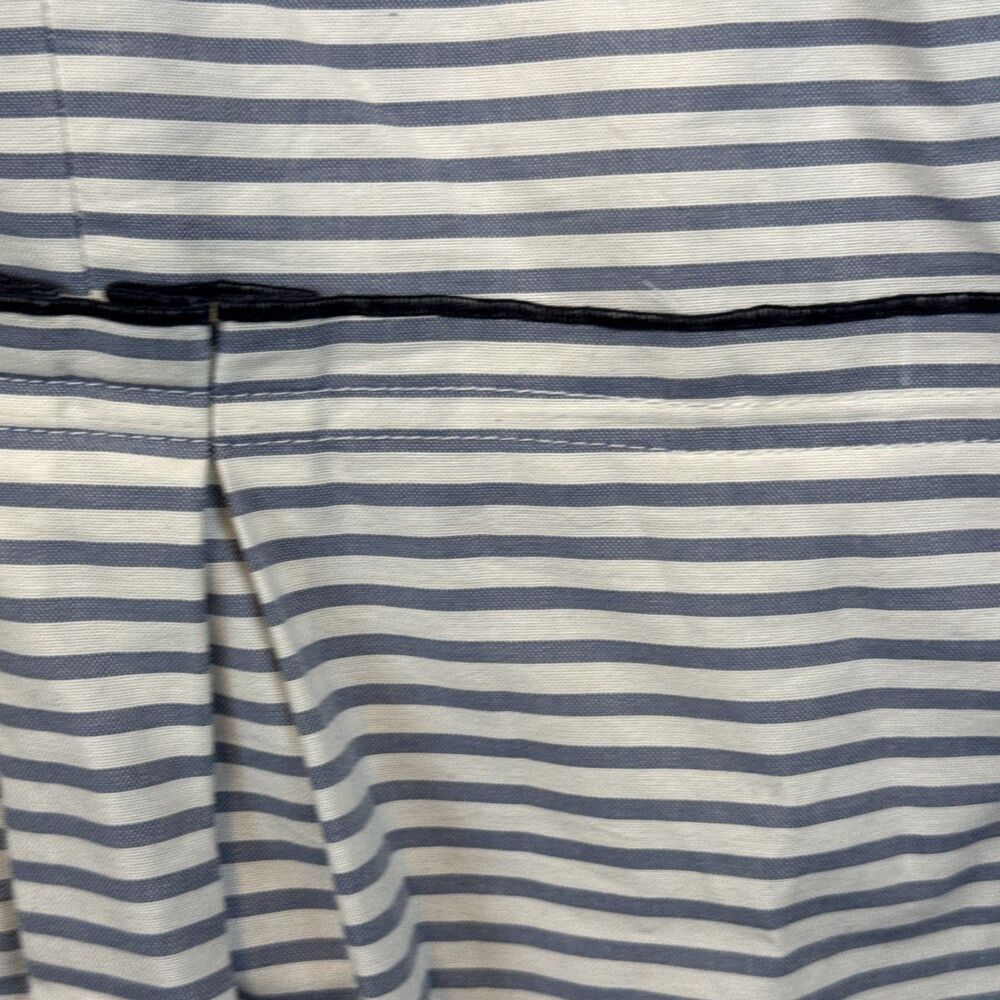 Brooks Brothers Stripe Floral Cut Out Dress 8 Blue White Applique Hem Sleeveless - Picture 6 of 16